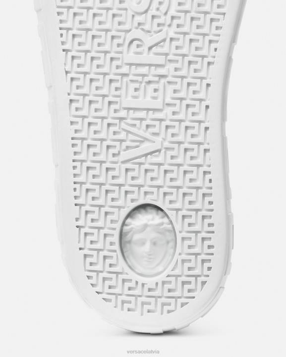 zils un balts kurpes Versace 806B1556 vīriešiem varsity greca trenažieri ar augstu augšdaļu