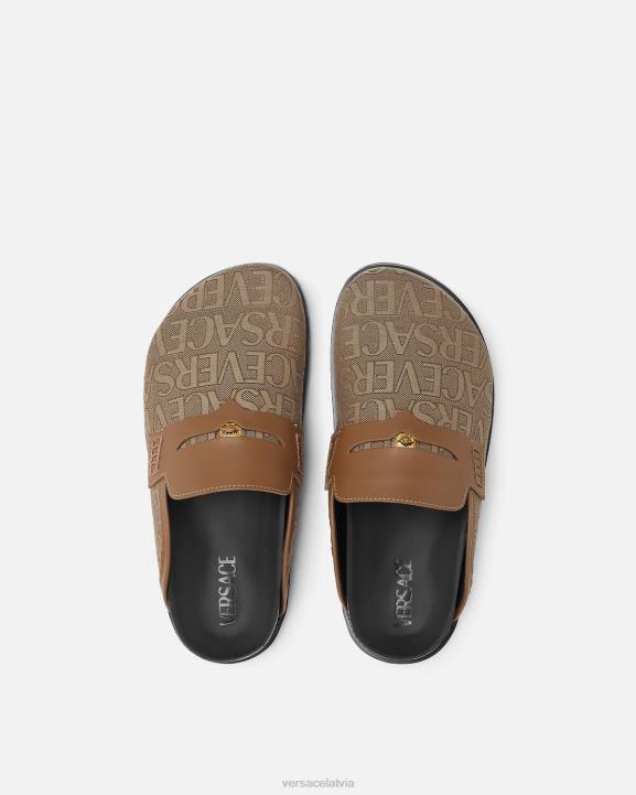 brūns kurpes Versace 806B1565 vīriešiem allover medusa mūļi