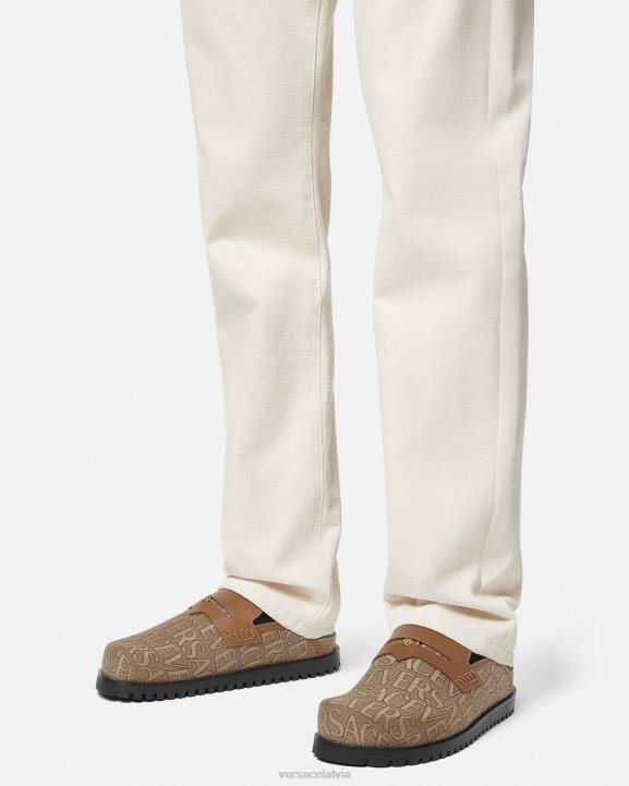 brūns kurpes Versace 806B1565 vīriešiem allover medusa mūļi