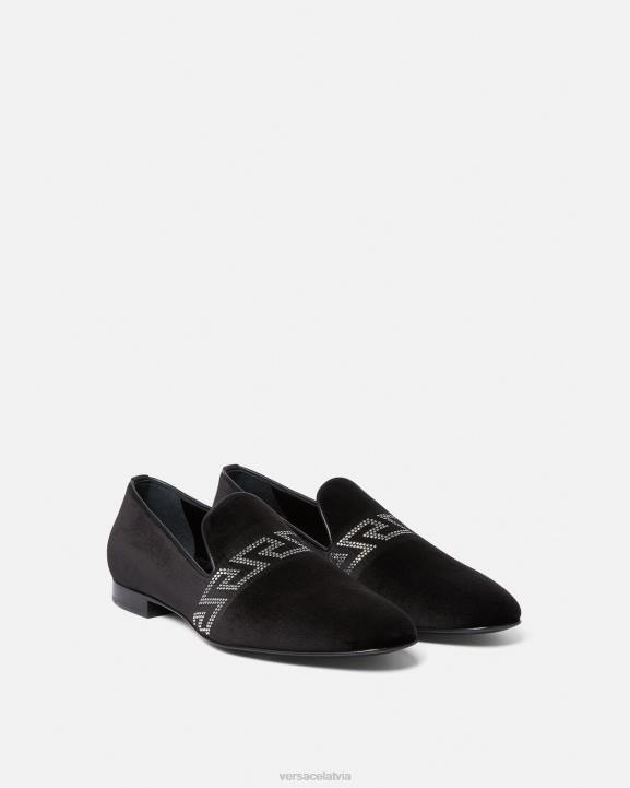 melns kurpes Versace 806B1572 vīriešiem radžotas greca samta čības