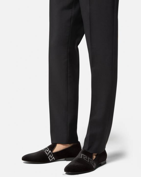 melns kurpes Versace 806B1572 vīriešiem radžotas greca samta čības