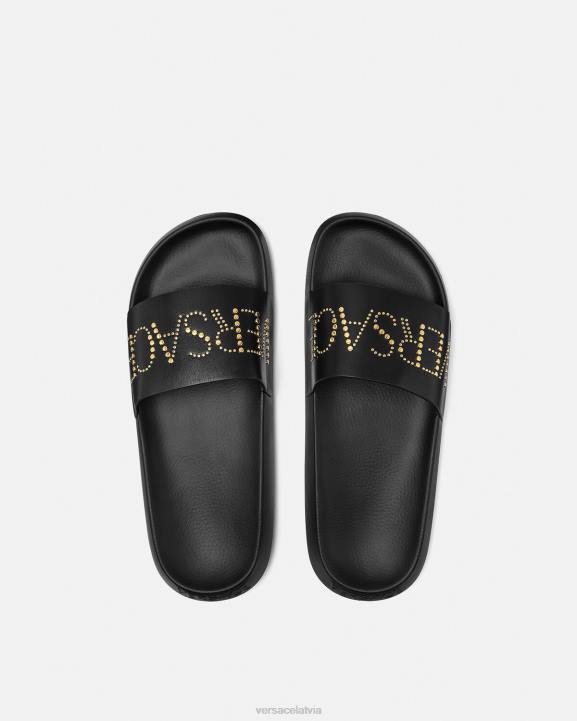 melns kurpes Versace 806B1596 vīriešiem radžoti logo slaidi