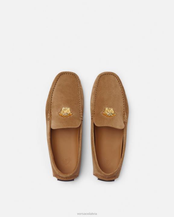 brūns kurpes Versace 806B1605 vīriešiem la medusa zamšādas vadītāja apavi