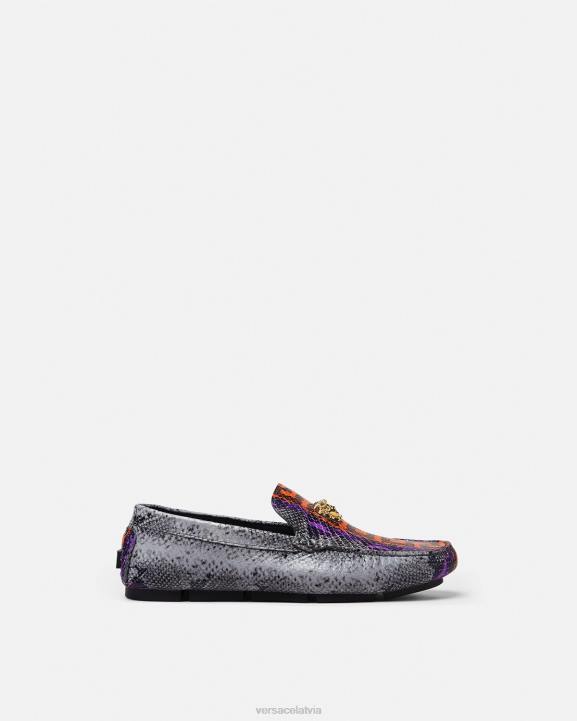 daudzkrāsains kurpes Versace 806B1574 vīriešiem python greca print la medusa loafers