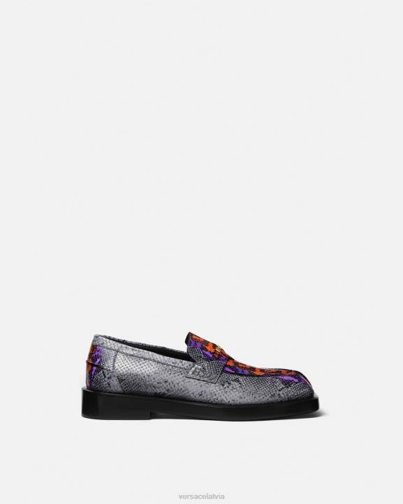 daudzkrāsains kurpes Versace 806B1575 vīriešiem python greca print kvadrātveida loafers