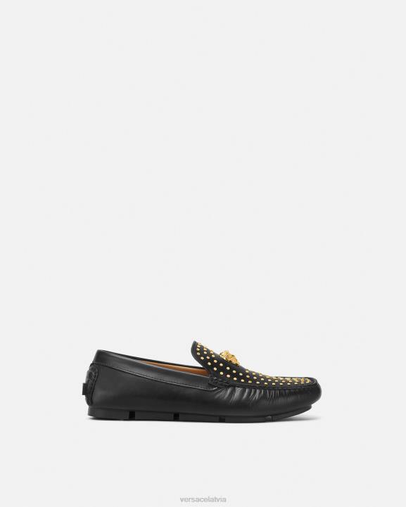 melns kurpes Versace 806B1573 vīriešiem la medusa loafers