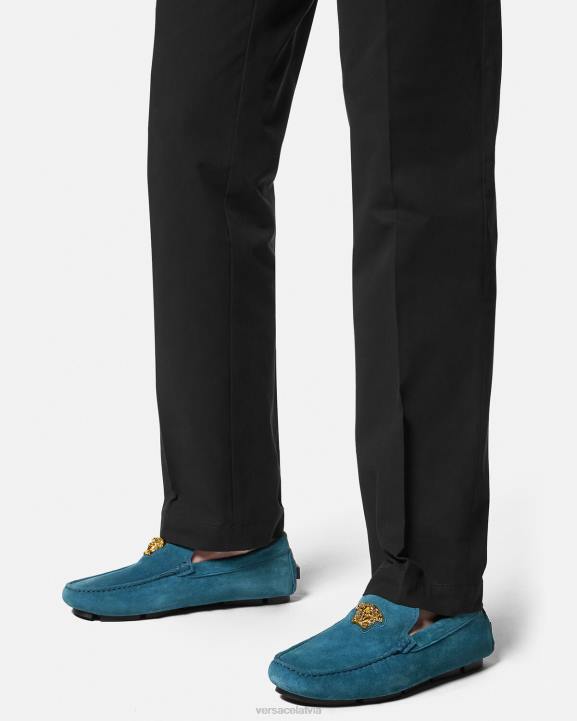 zils kurpes Versace 806B1600 vīriešiem la medusa zamšādas vadītāja apavi