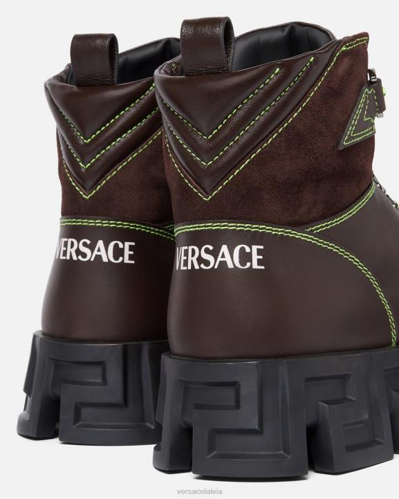 brūns kurpes Versace 806B1582 vīriešiem greca labirinth pārgājienu zābaki
