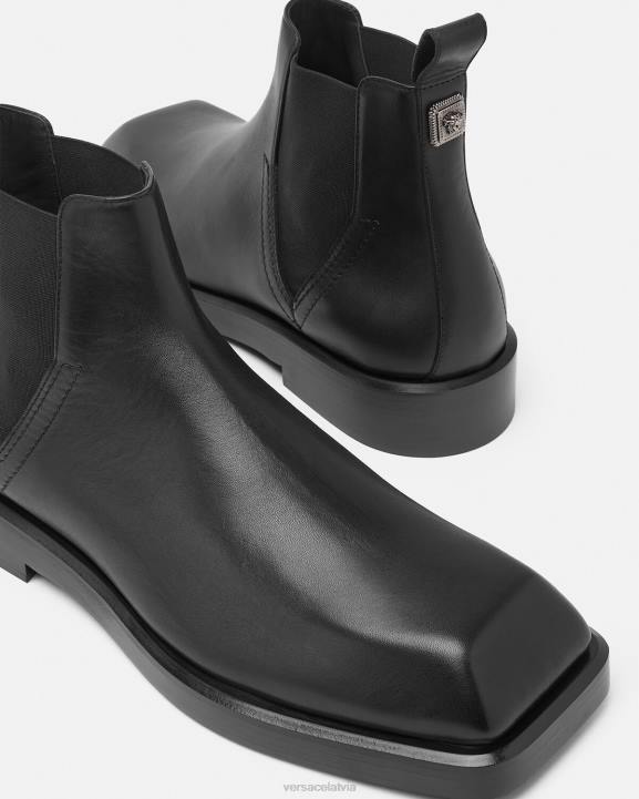 melns kurpes Versace 806B1580 vīriešiem kvadrātveida chelsea zābaki