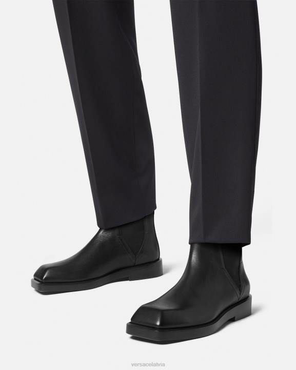 melns kurpes Versace 806B1580 vīriešiem kvadrātveida chelsea zābaki