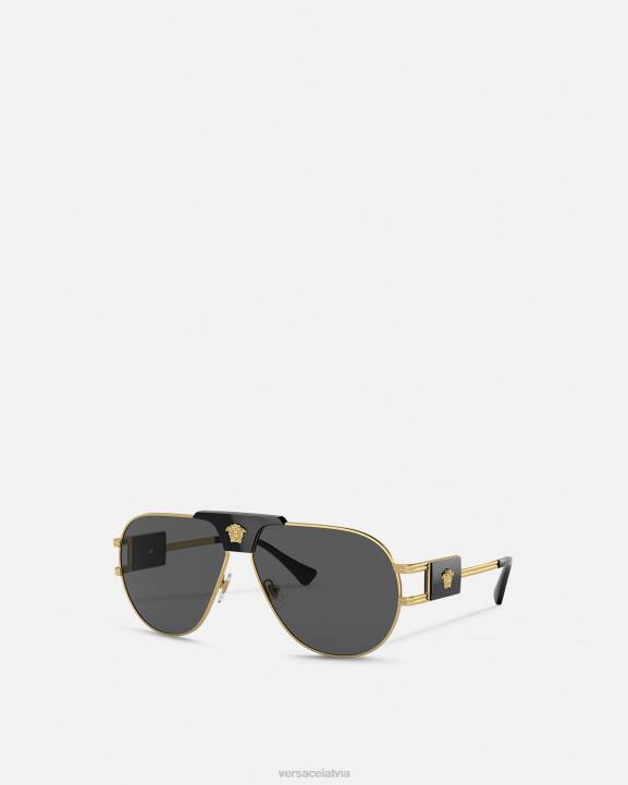 melns Piederumi Versace 806B1667 vīriešiem īpaša projekta aviator saulesbrilles