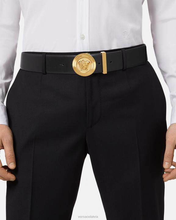 melns Piederumi Versace 806B1611 vīriešiem medusa biggie ādas josta