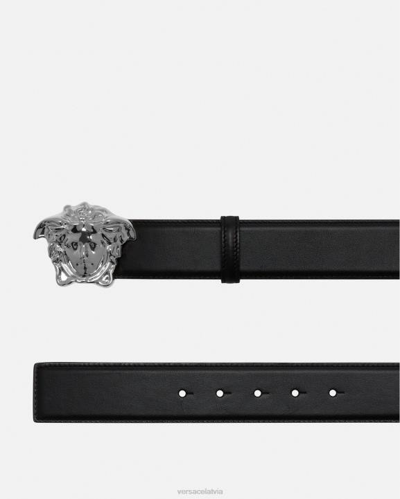 melns Piederumi Versace 806B1621 vīriešiem la medusa ādas josta