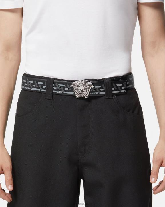 melns un pelēks Piederumi Versace 806B1628 vīriešiem la greca medusa grozāmā josta