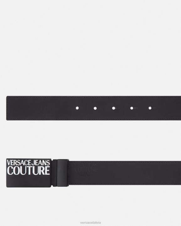 melns un pelēks Piederumi Versace 806B2507 vīriešiem apgriežama logo couture josta