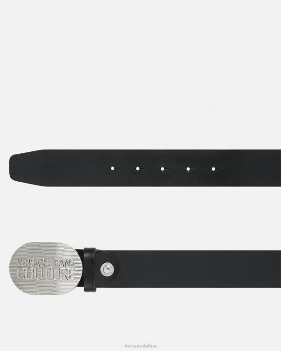 melns un sudrabs Piederumi Versace 806B2511 vīriešiem logo rodeo josta