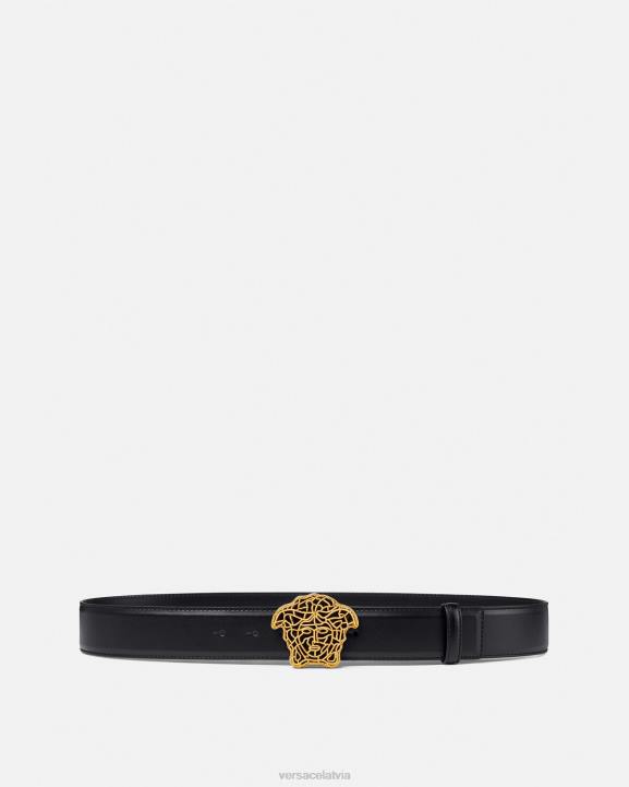 melns & zelts Piederumi Versace 806B1630 vīriešiem medusa ādas josta