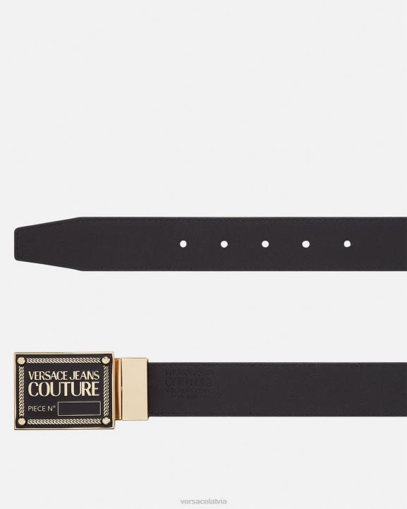 melns & zelts Piederumi Versace 806B2506 vīriešiem apgriežama logo couture josta