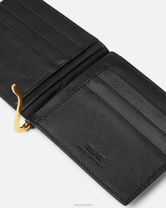 melns Piederumi Versace 806B1634 vīriešiem medusa biggie bifold klips maks