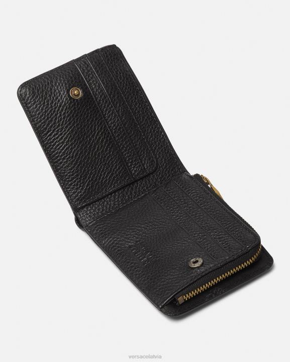 melns Piederumi Versace 806B2474 vīriešiem maciņš ar logotipu, saliekams