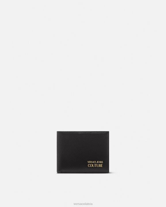 melns Piederumi Versace 806B2476 vīriešiem logotipa bifold maku