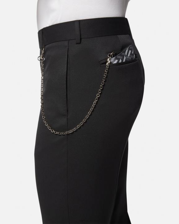 melns un pelēks Piederumi Versace 806B1652 vīriešiem la greca parakstu ķēdes kartes turētājs