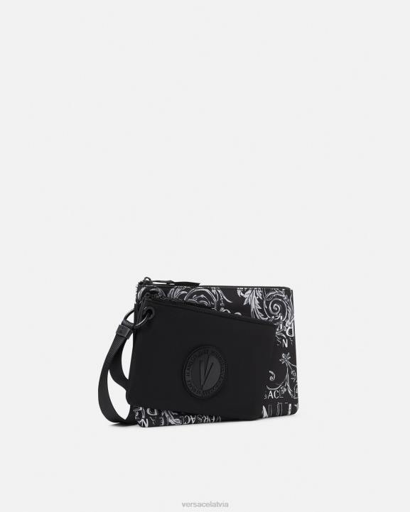 melns un pelēks Piederumi Versace 806B2496 vīriešiem dubultā logotipa couture v-emblēmas somiņa