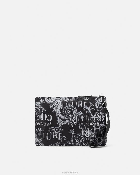 melns un pelēks Piederumi Versace 806B2496 vīriešiem dubultā logotipa couture v-emblēmas somiņa