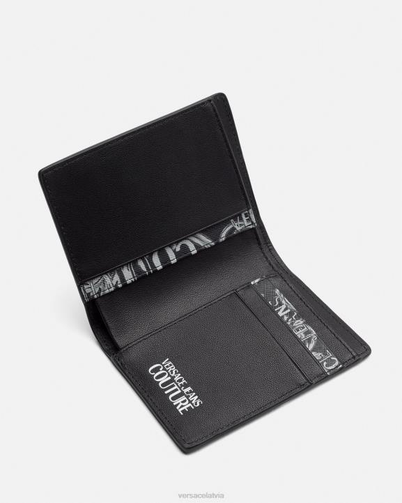 melns un pelēks Piederumi Versace 806B2518 vīriešiem logo couture bifold augsts maks