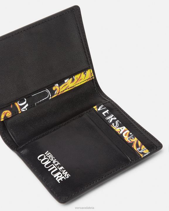 melns & zelts Piederumi Versace 806B2519 vīriešiem logo couture bifold augsts maks