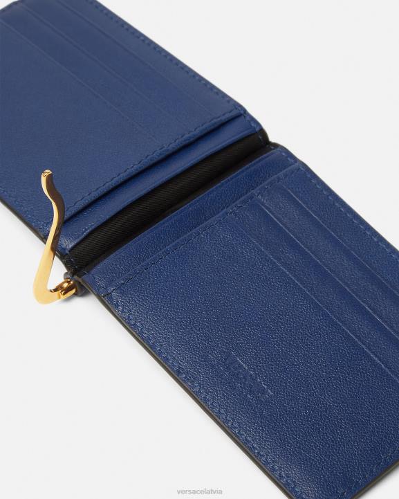 zils Piederumi Versace 806B1632 vīriešiem medusa biggie bifold klips maks