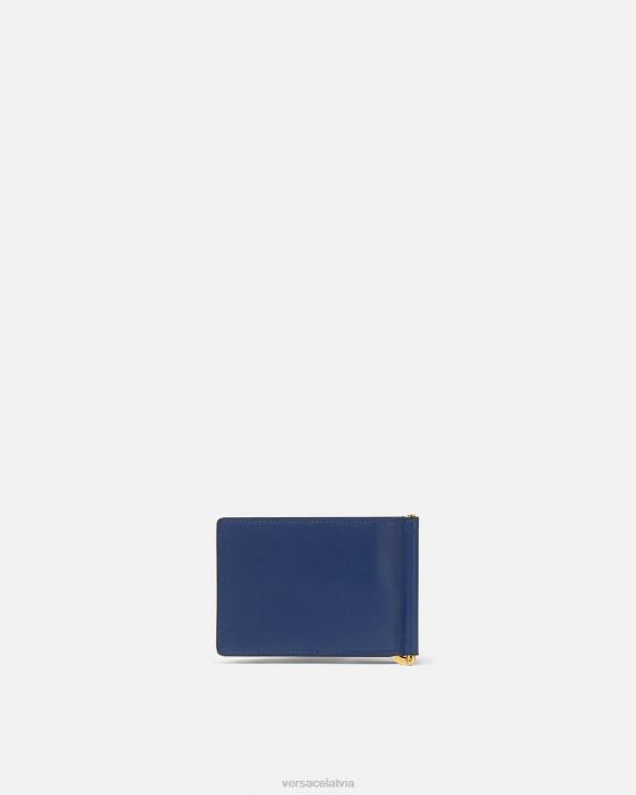 zils Piederumi Versace 806B1632 vīriešiem medusa biggie bifold klips maks