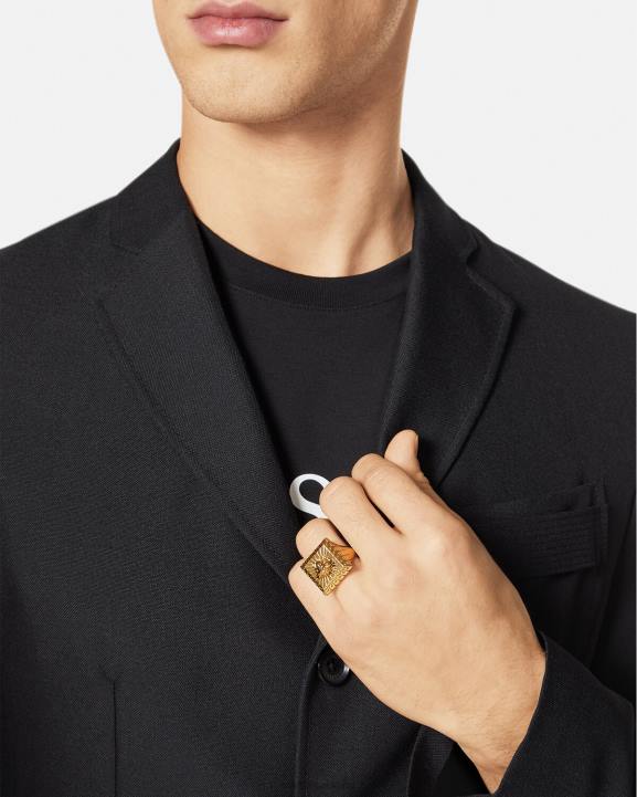zelts Piederumi Versace 806B1691 vīriešiem medūzas kvadrātveida gredzens