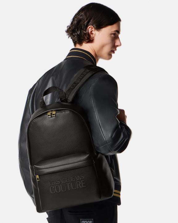 melns Piederumi Versace 806B2472 vīriešiem mugursoma ar logotipu