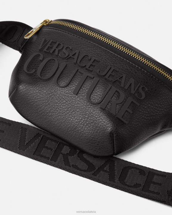 melns somas Versace 806B2471 vīriešiem logo jostas soma