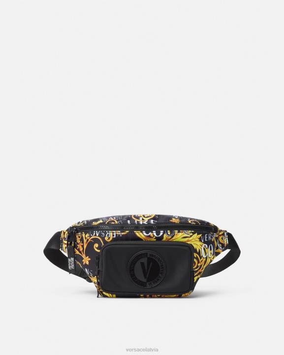 melns & zelts somas Versace 806B2495 vīriešiem logo couture jostas soma