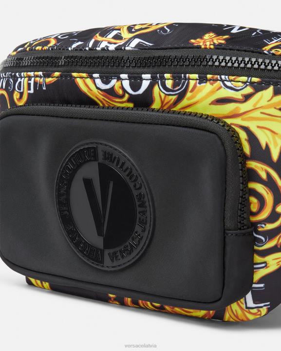 melns & zelts somas Versace 806B2495 vīriešiem logo couture jostas soma