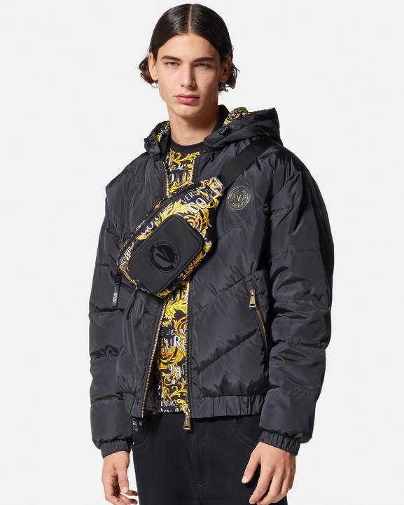 melns & zelts somas Versace 806B2495 vīriešiem logo couture jostas soma