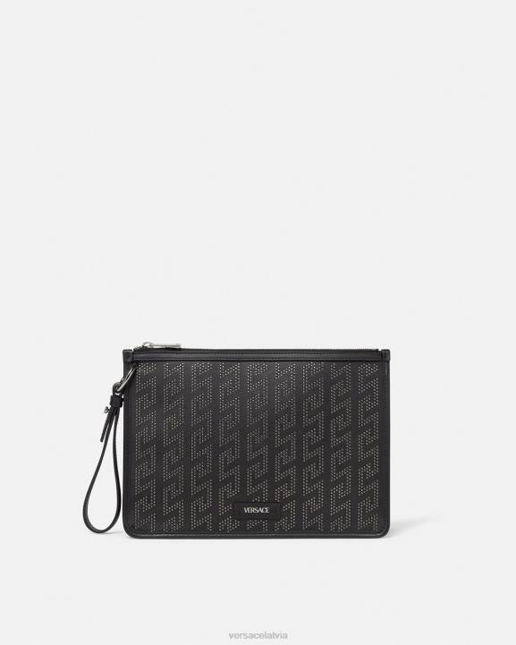 melns somas Versace 806B1475 vīriešiem radžota greca crossbody soma