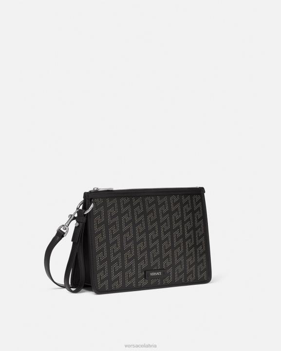 melns somas Versace 806B1475 vīriešiem radžota greca crossbody soma