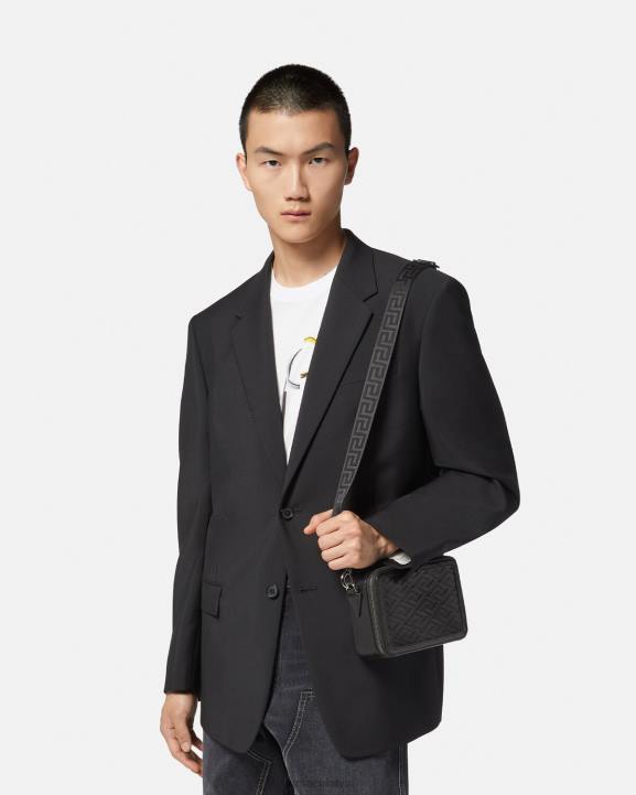 melns somas Versace 806B1479 vīriešiem la greca signature mazā kurjera soma