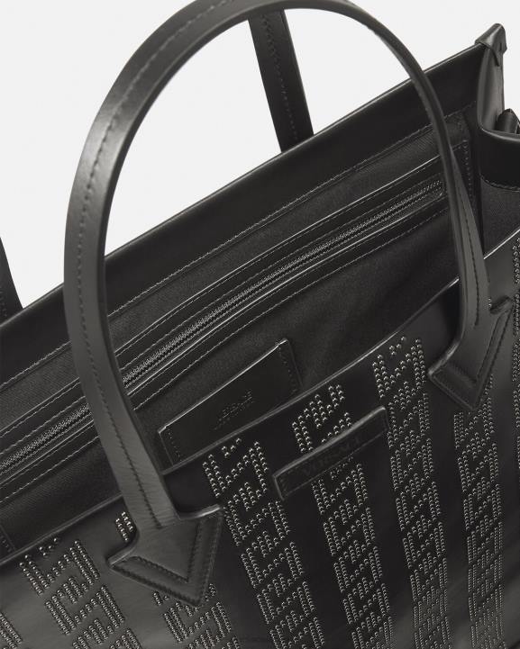 melns somas Versace 806B1489 vīriešiem greca augsta soma ar radzēm