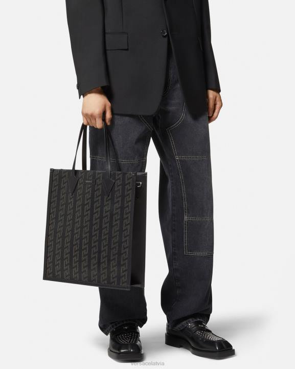 melns somas Versace 806B1489 vīriešiem greca augsta soma ar radzēm