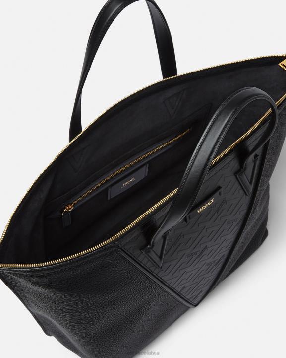 melns somas Versace 806B1490 vīriešiem v greca signature tote bag