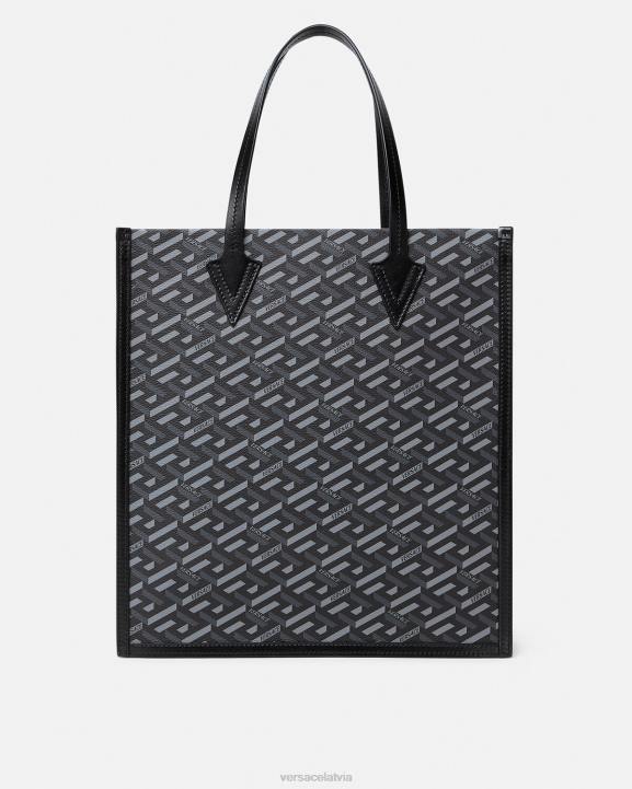 melns un pelēks somas Versace 806B1476 vīriešiem la greca signature augsta soma