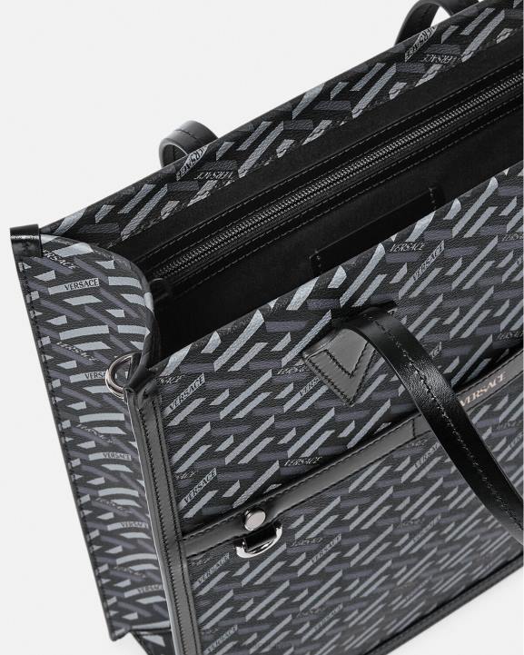 melns un pelēks somas Versace 806B1476 vīriešiem la greca signature augsta soma