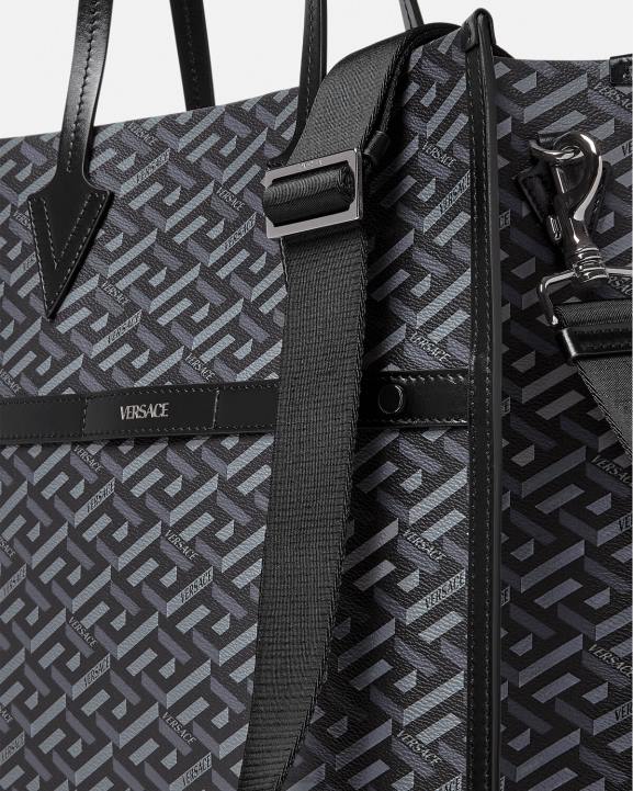 melns un pelēks somas Versace 806B1476 vīriešiem la greca signature augsta soma