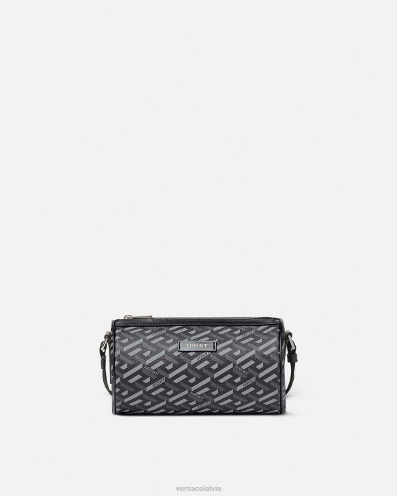 melns un pelēks somas Versace 806B1485 vīriešiem la greca signature crossbody bag