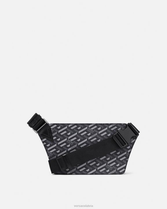 melns un pelēks somas Versace 806B1486 vīriešiem la greca paraksta jostas soma