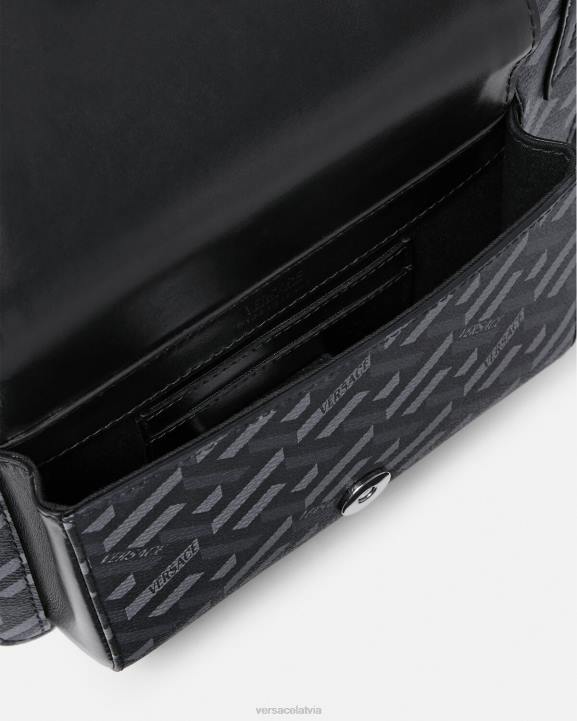 melns un pelēks somas Versace 806B1486 vīriešiem la greca paraksta jostas soma